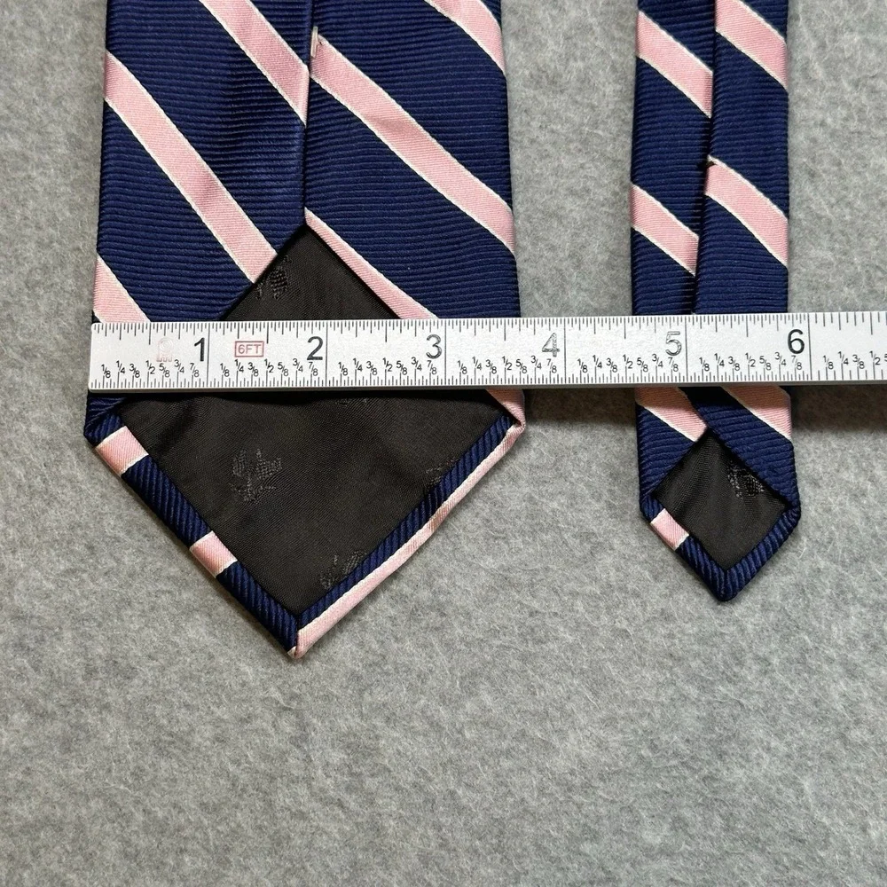 Brooks Brothers 346 Silk Striped Tie Navy Pink Repp Classic Mens 58x3.6in NOTE